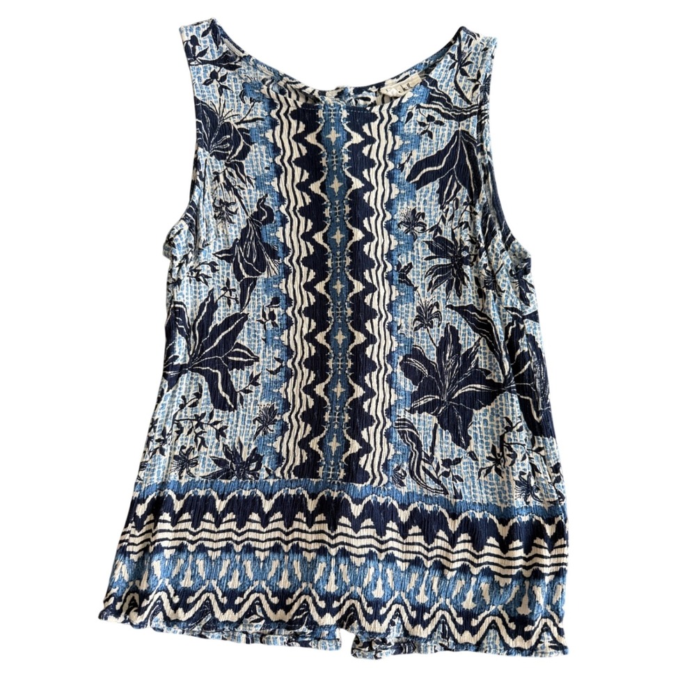 Nicole Miller New York Blue Printed Vacation Tank Top Size Small